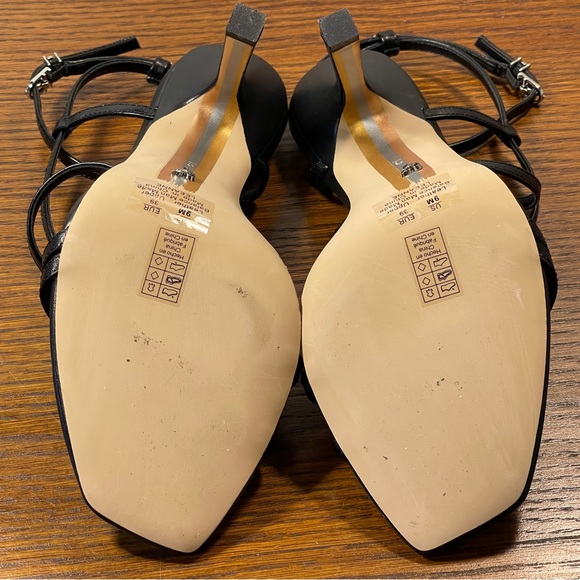 NWT | Sam Edelman Leanne Black Leather Ankle Strap Sandal Stiletto Heel - Picture 12 of 16